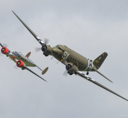 The Douglas C-47 n150D "Screaming Eagle" and Beechcraft Model 18 N21FS "Classic 3"
